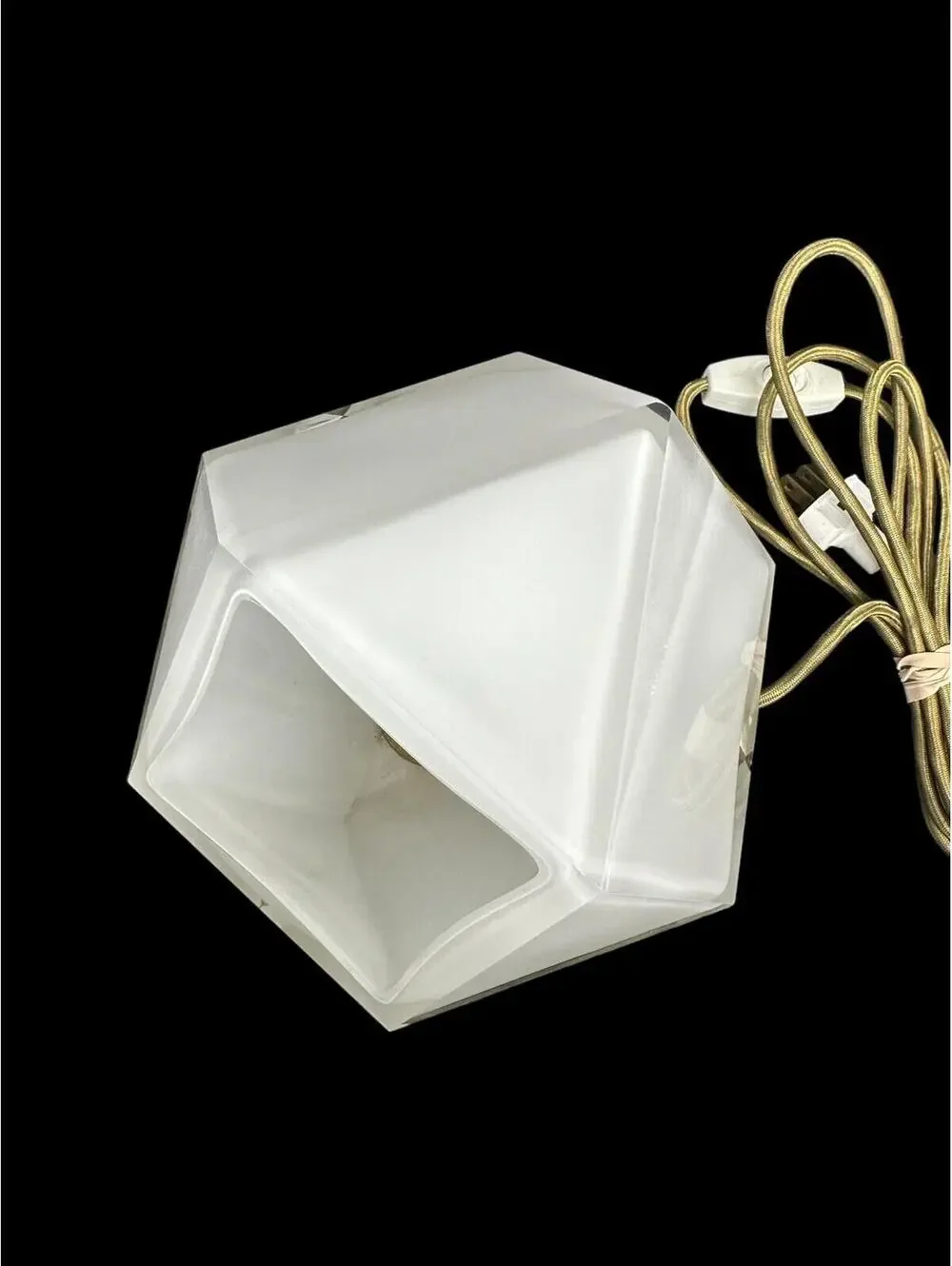 Luminaire Double Blown Glass & Brass Lamp Geometric Mid Century Modern MCM